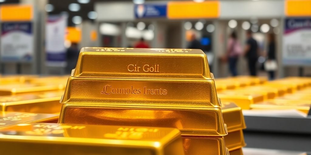 Barres d'or brillantes à la douane en France.