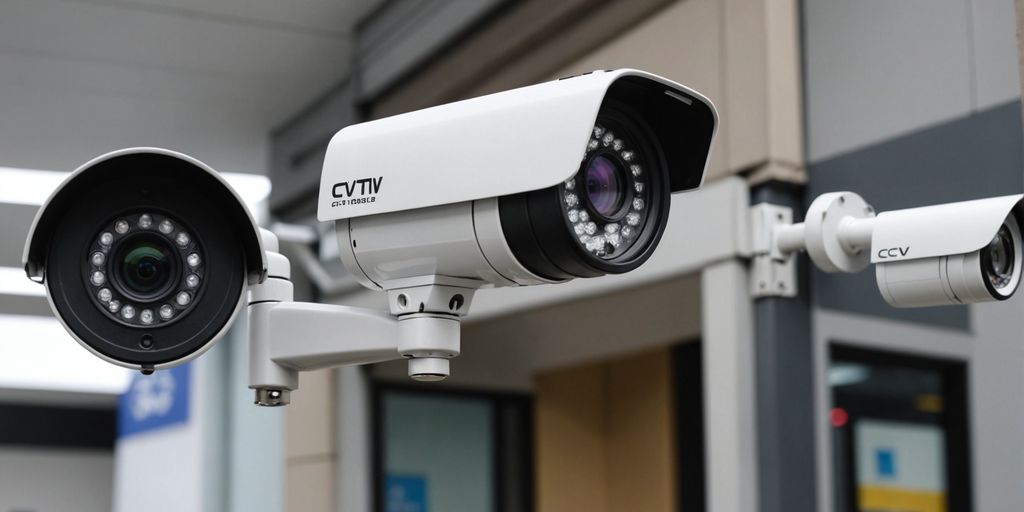 Analogue and IP CCTV cameras side by side.