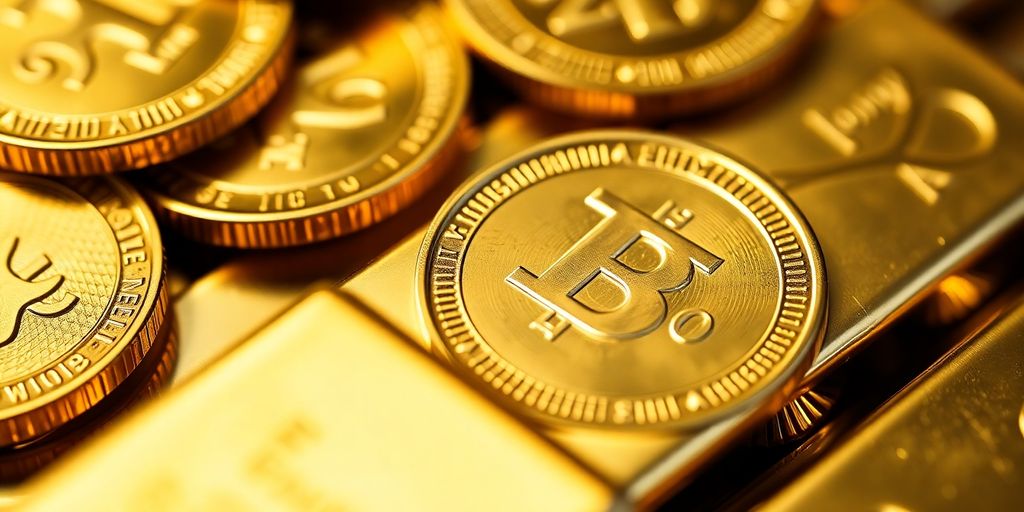 Pièces et lingots d'or brillants.