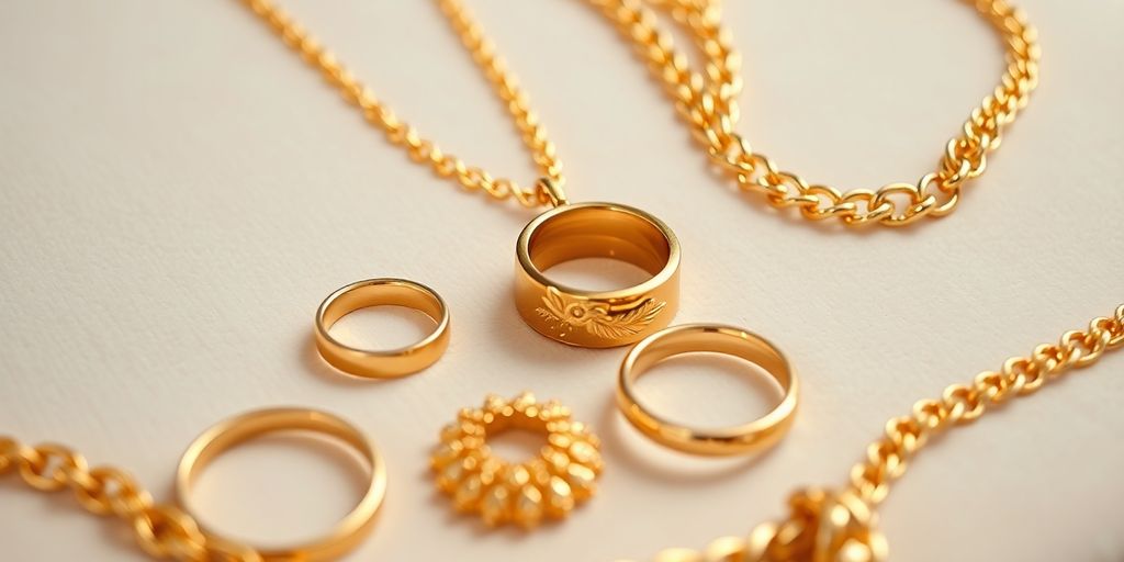 Bijoux en or brillants sur une surface en velours.