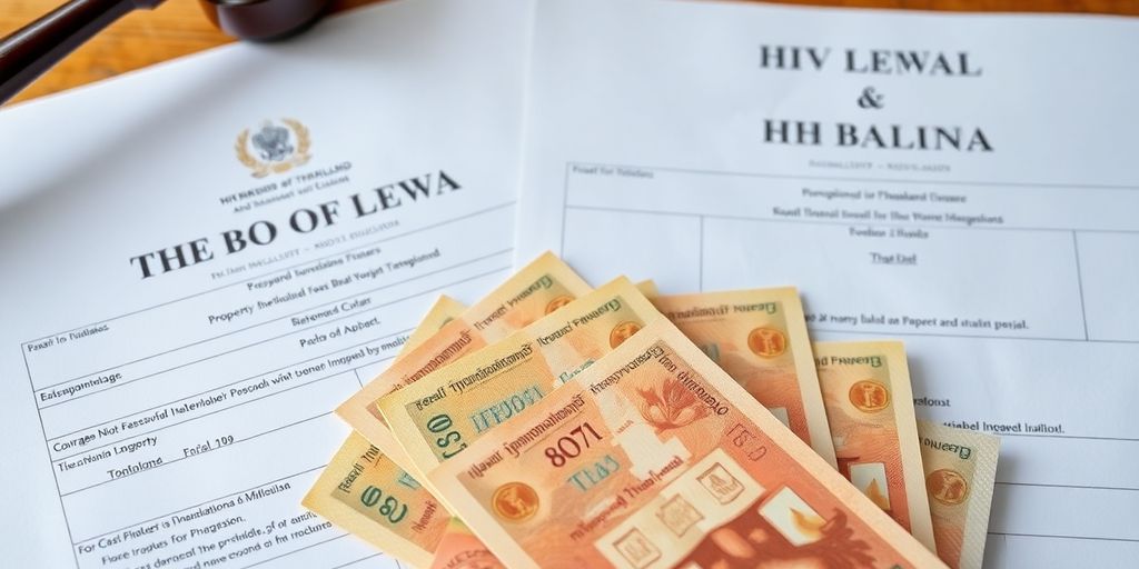 Thai property ownership documents and Thai Baht currency.