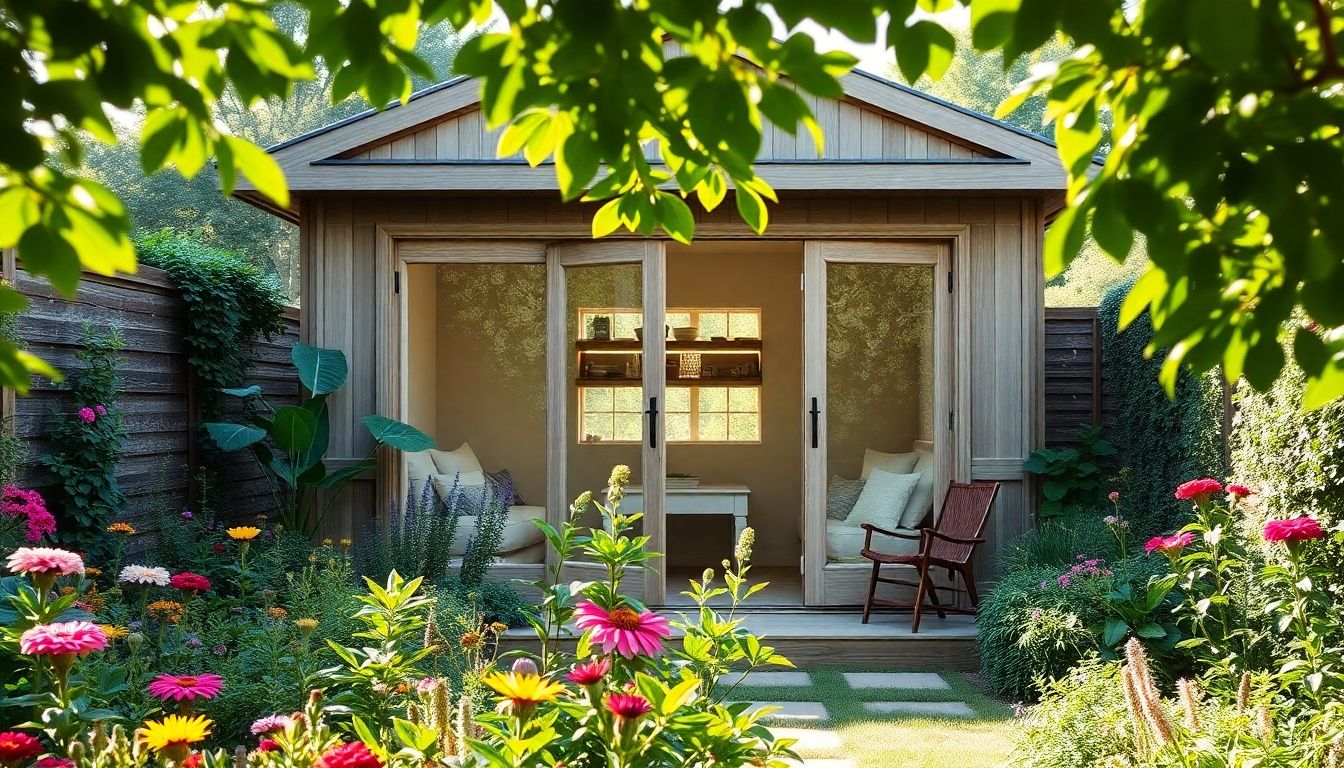 Bespoke wooden garden room in a vibrant London garden.