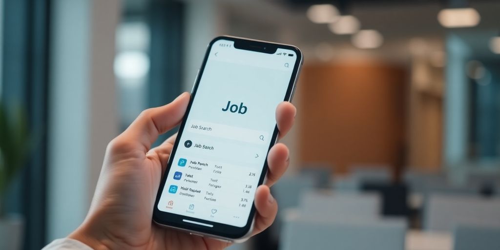 Person using a job search app.