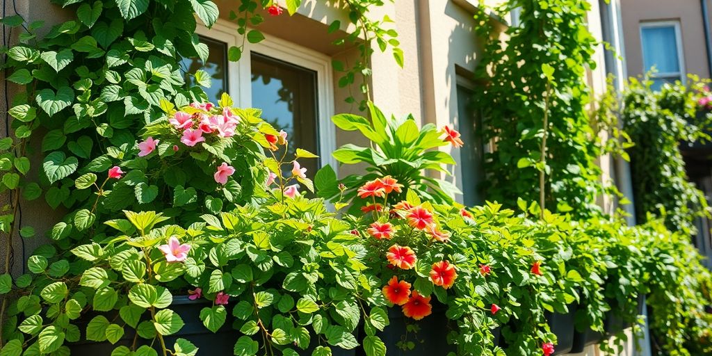Vertikaler Garten auf einem Balkon
