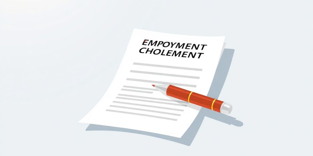 Illustrasjon av en arbeidsavtale med myke farger.