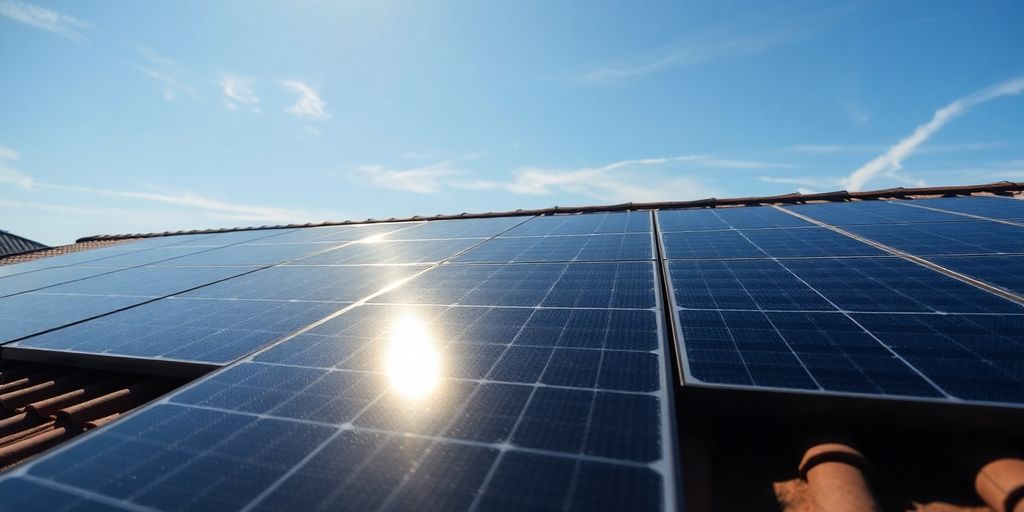 Panneaux photovoltaïques sur un toit ensoleillé