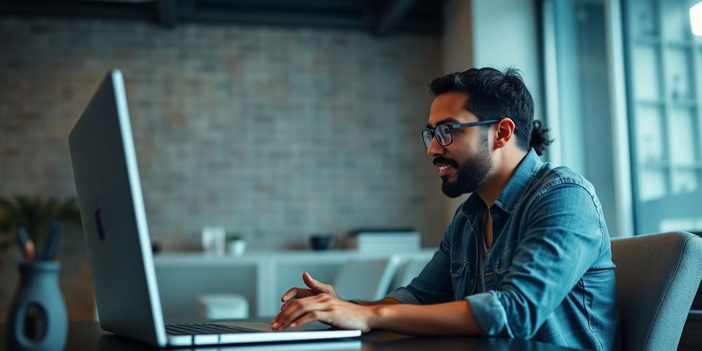 Person coaching another person online via laptop.