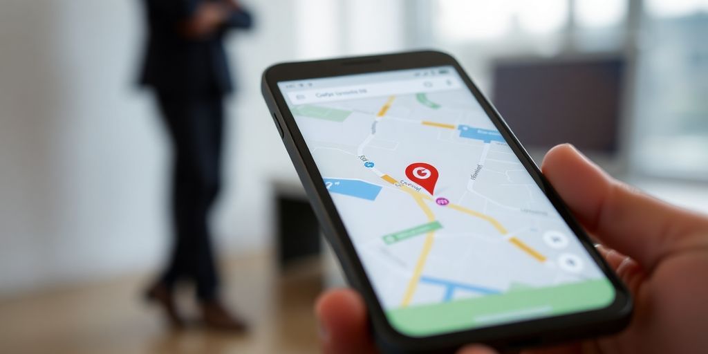 Google Maps pin on a digital interface.