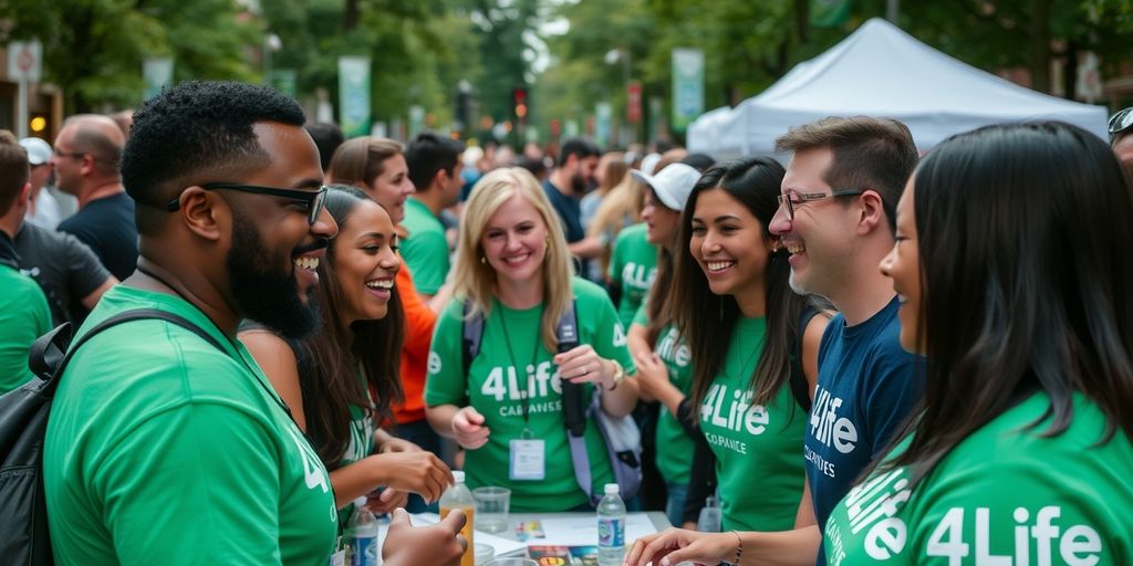 People at a community event in Boston.