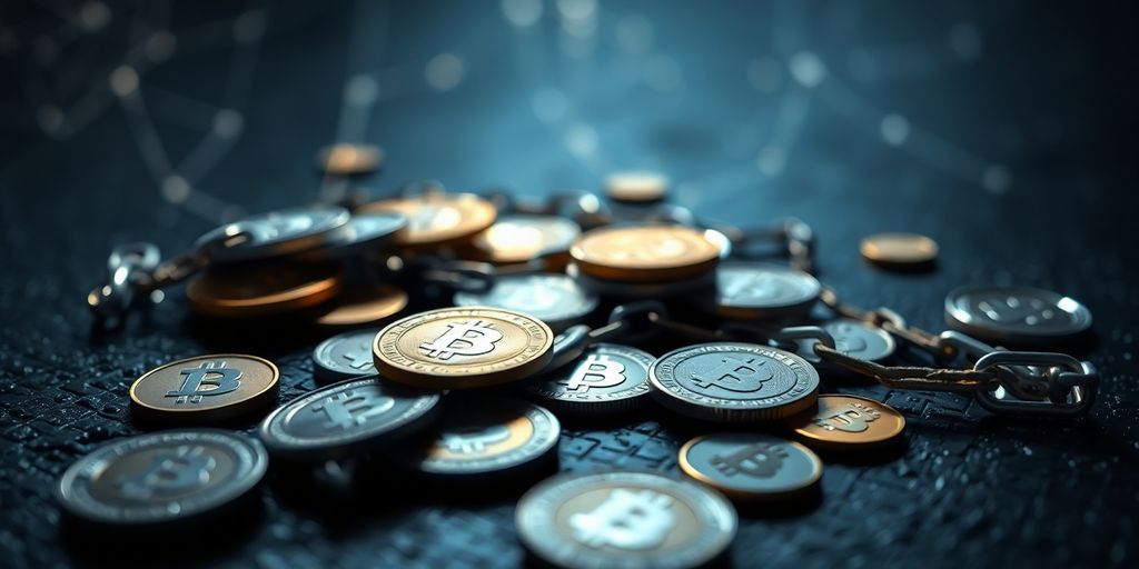 Digital coins, chains, and dark webs.