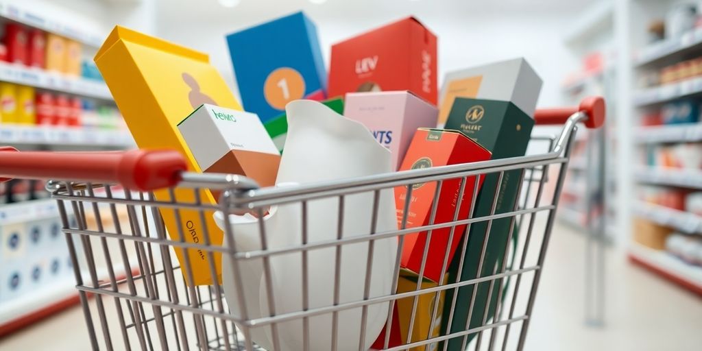 Product recommendations on a shopping cart.