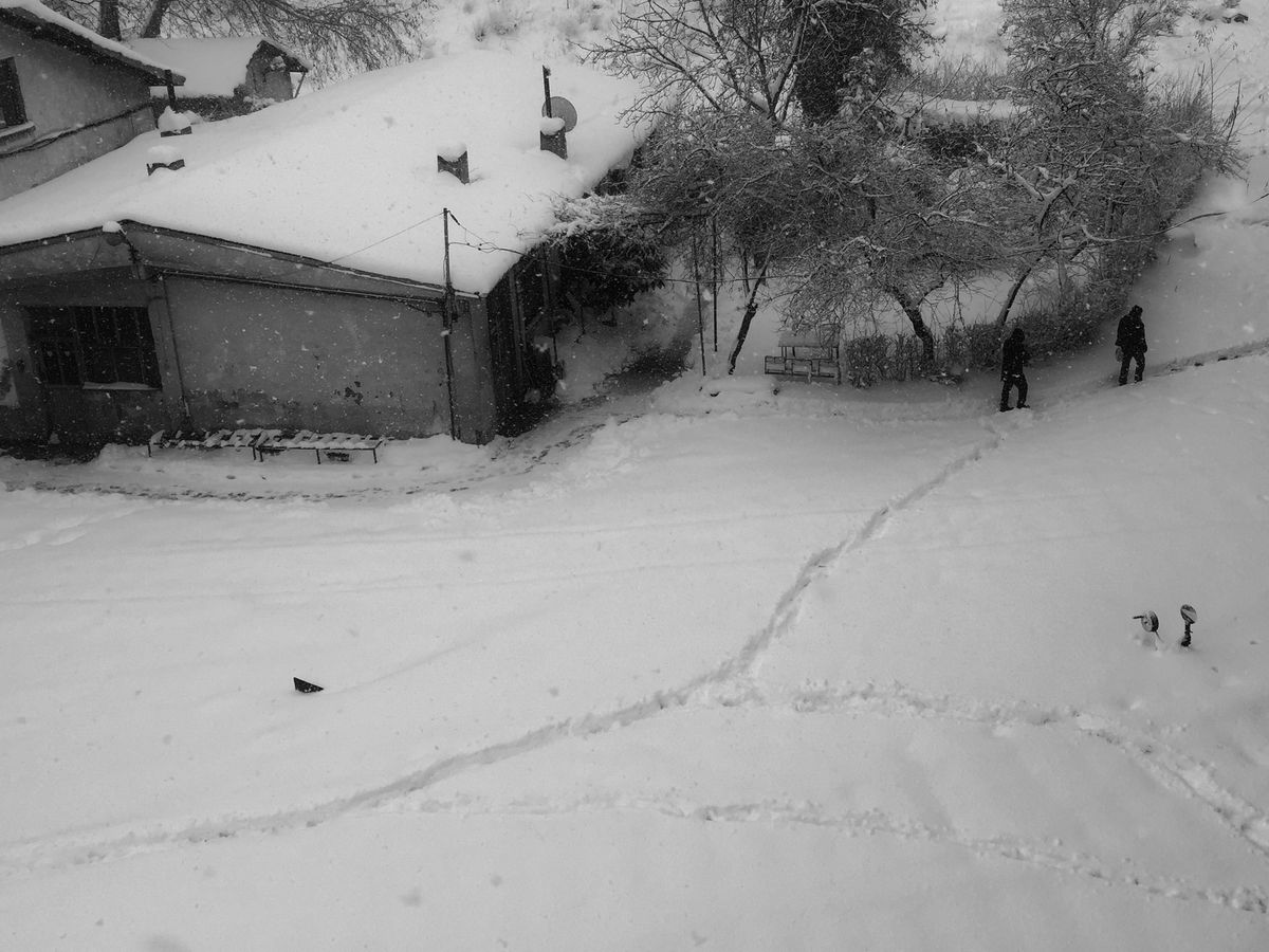 aerial photo of white snowfield