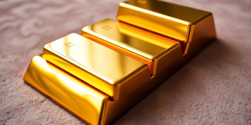 Lingots d'or brillants empilés sur un fond en velours.