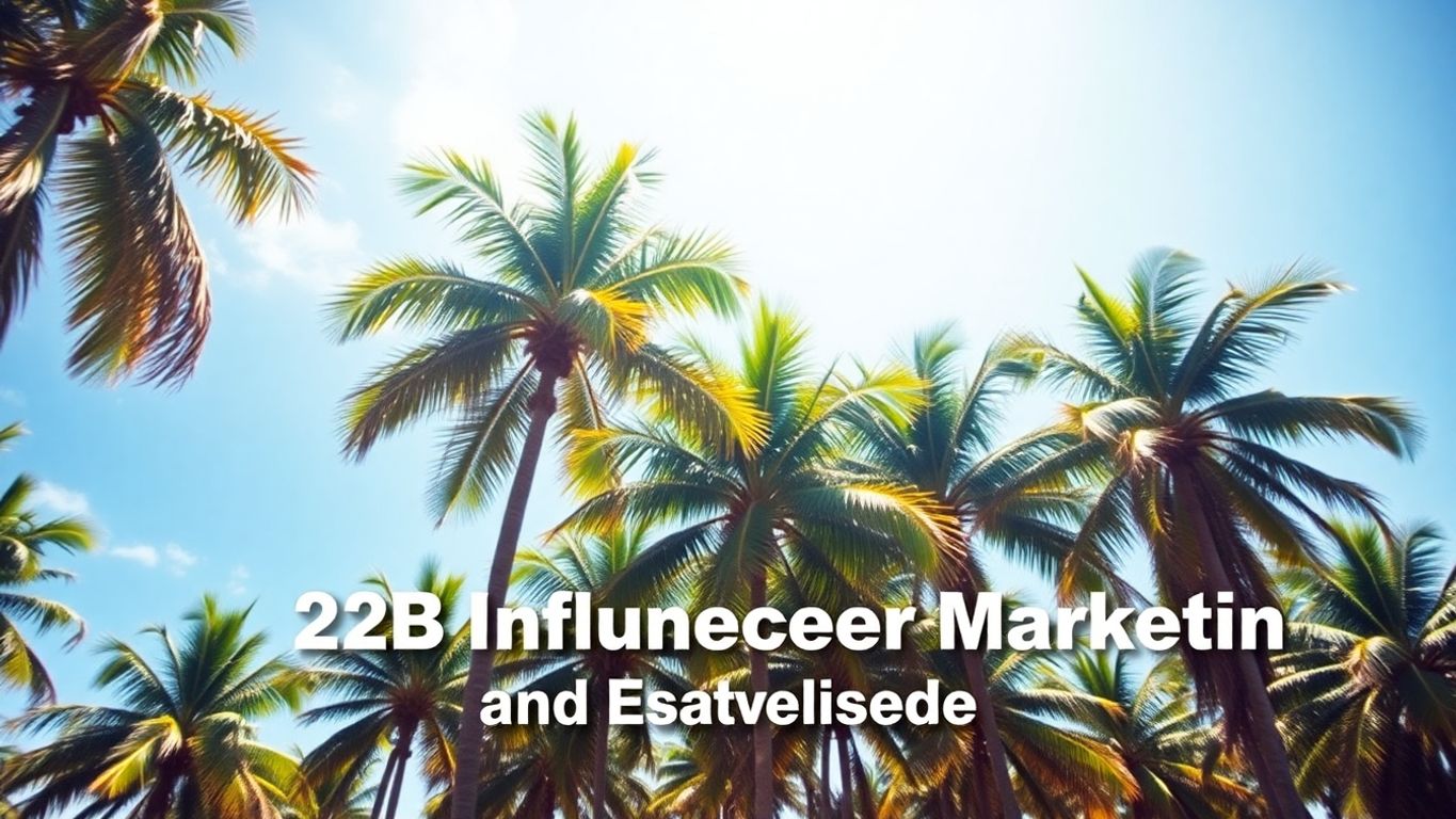 B2B influencer marketing success with vibrant palm trees.