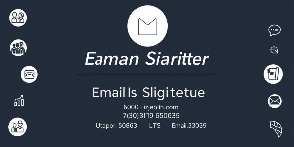 Professional email signature design elements and layout.