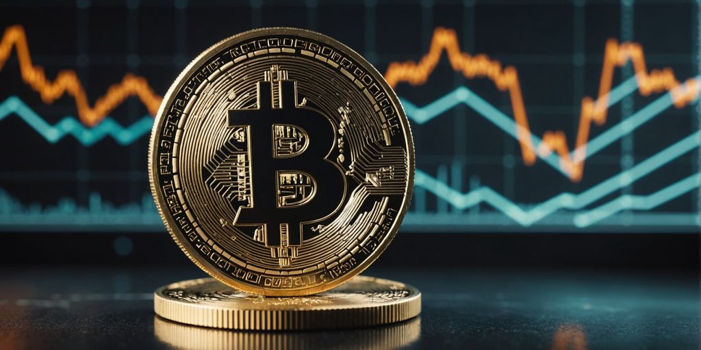 Crypto coins and bonuses with upward trend graph