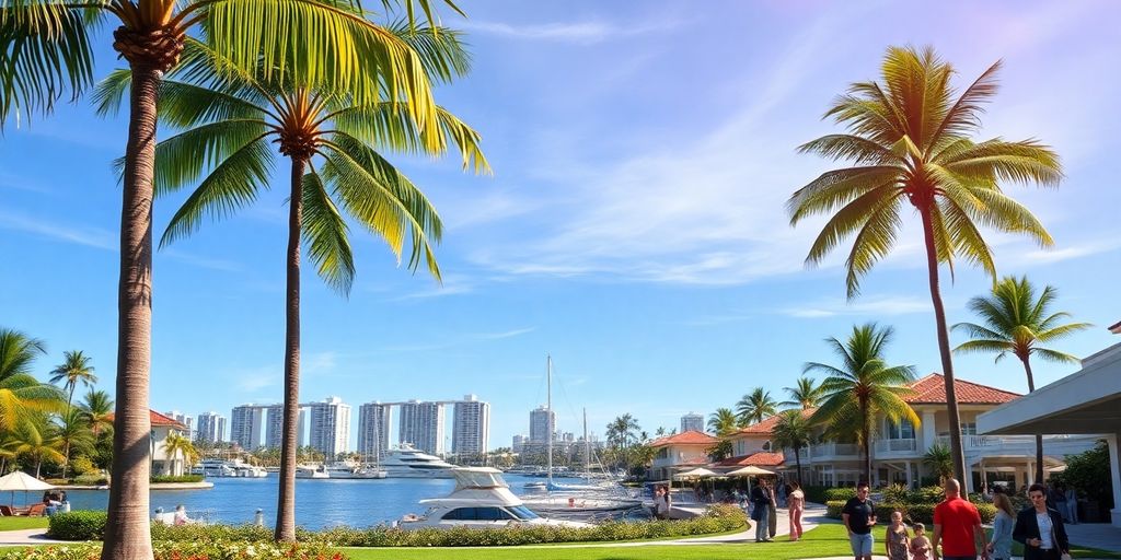 Vibrant scene of Williams Island, Aventura, Florida.