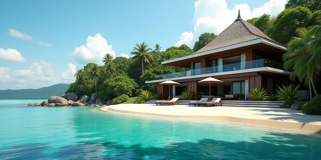 Luxurious villas by the beach in Samui's tropical paradise.