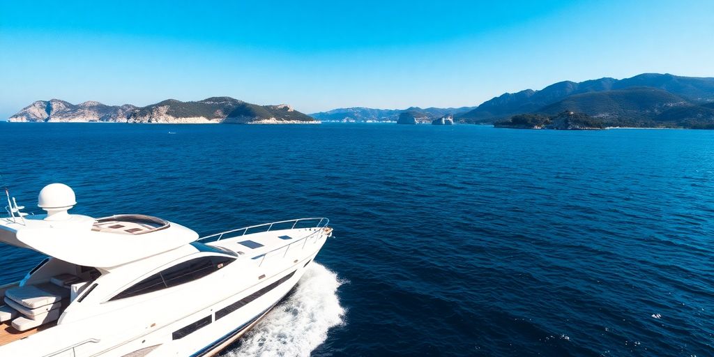Yacht sailing near Croatian coast