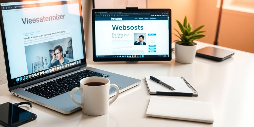 Desk setup for WordPress website maintenance tasks.