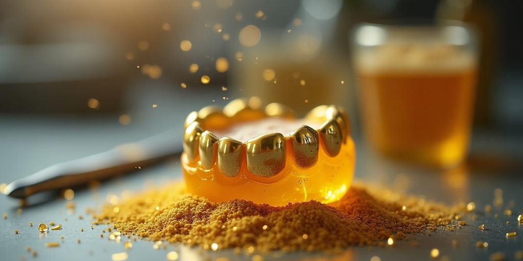 Image de l'or dentaire dans un laboratoire dentaire.