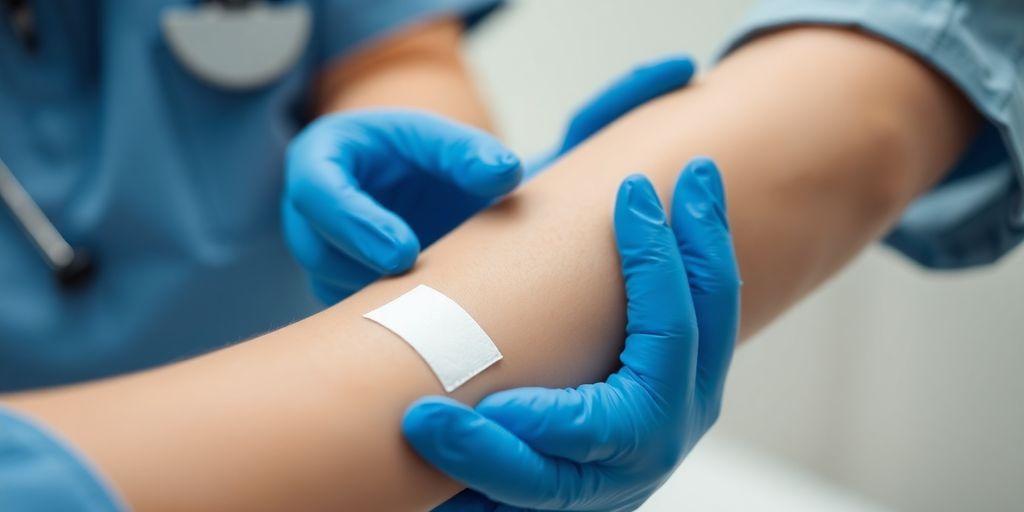 Person receiving a rapid STD test from a healthcare professional.