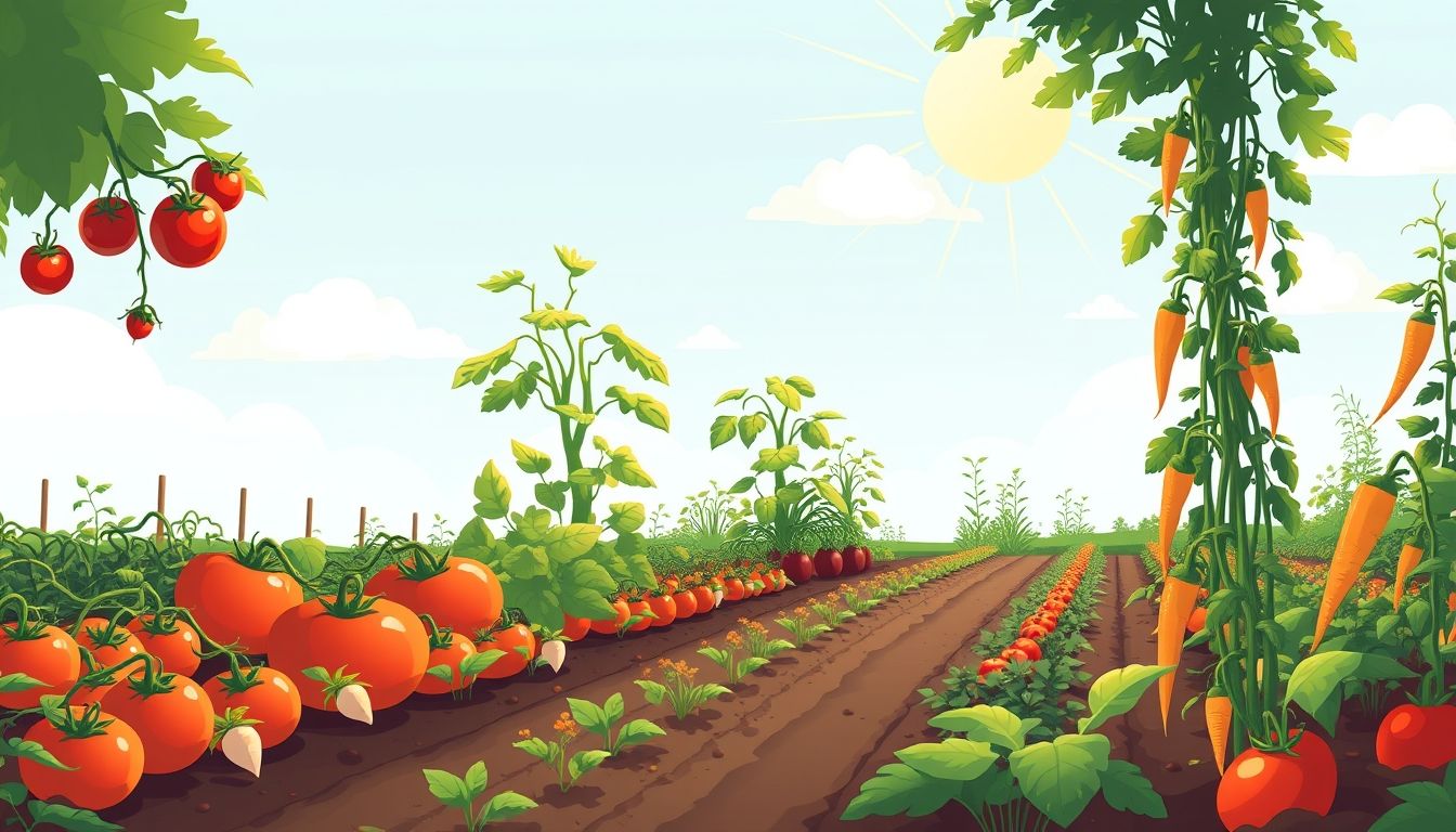 Heirloom vegetables growing in a garden