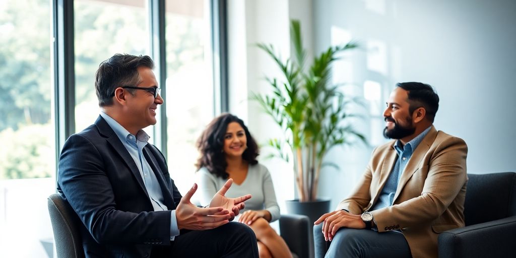 Expert en patrimoine conseillant un couple
