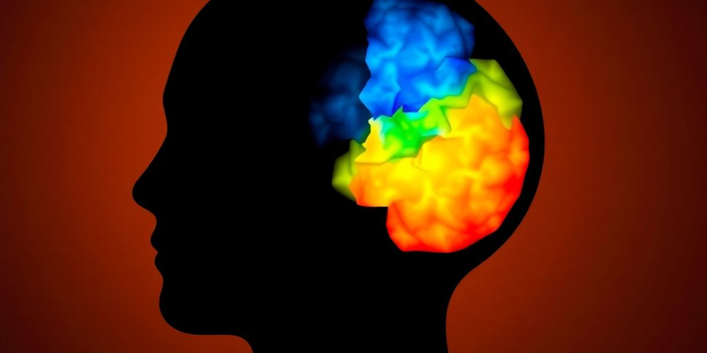 Brain with contrasting colors for ADHD and anxiety.