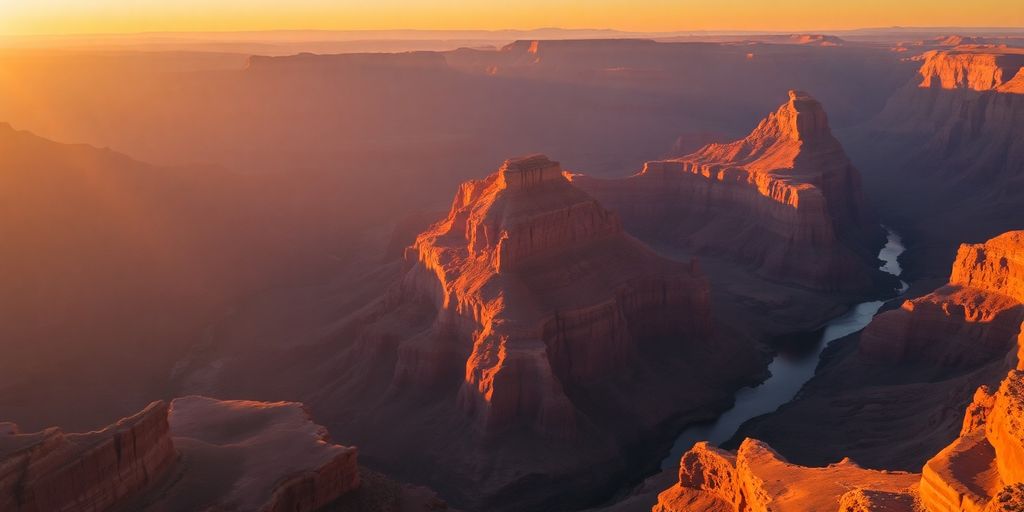 A helicopter flying over the Grand Canyon South Rim.