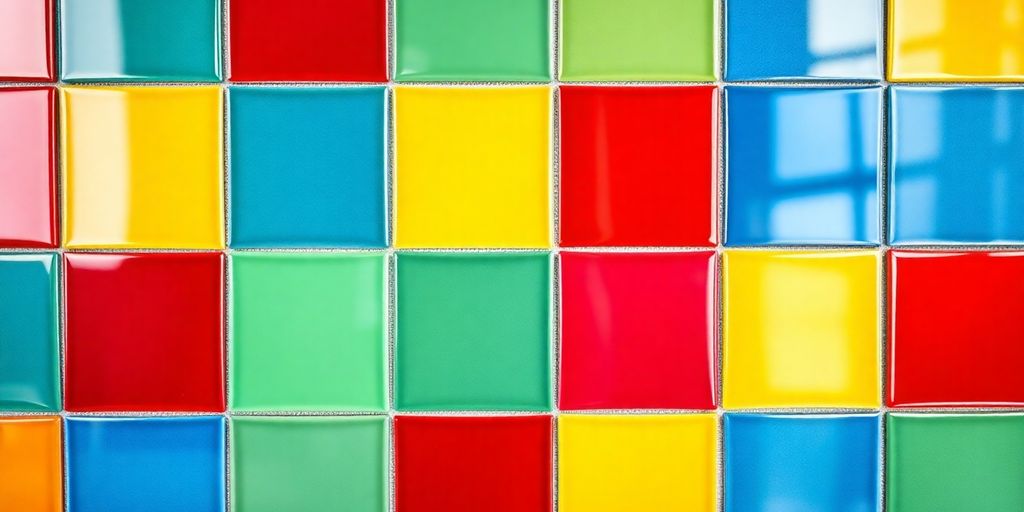 Vibrant, colorful tiles in geometric patterns.