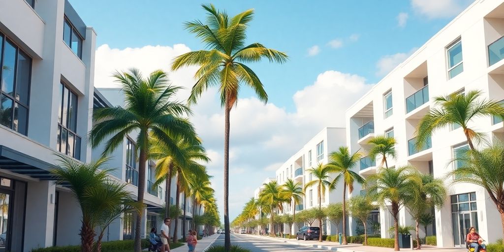 Vibrant neighborhood scene in Aventura, Florida.