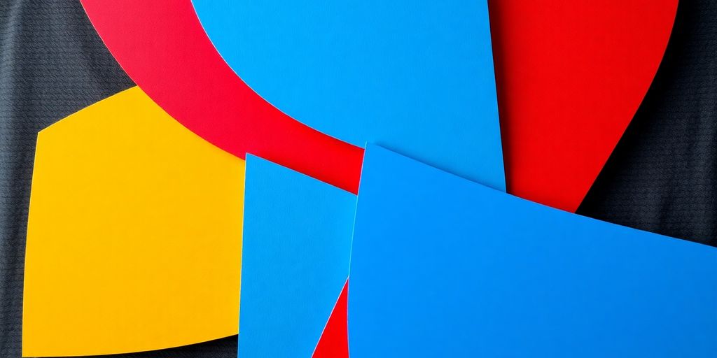 Colored geometric shapes on a dark background
