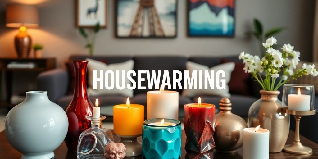 Colorful decorative items for a stylish housewarming gift.
