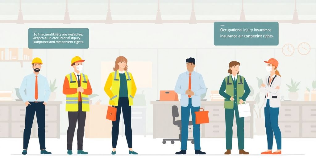 Illustrasjon av ansatte som jobber i et trygt miljø.