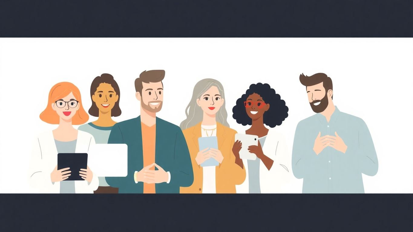 Flate illustrasjoner av influencere med småbedrifter.