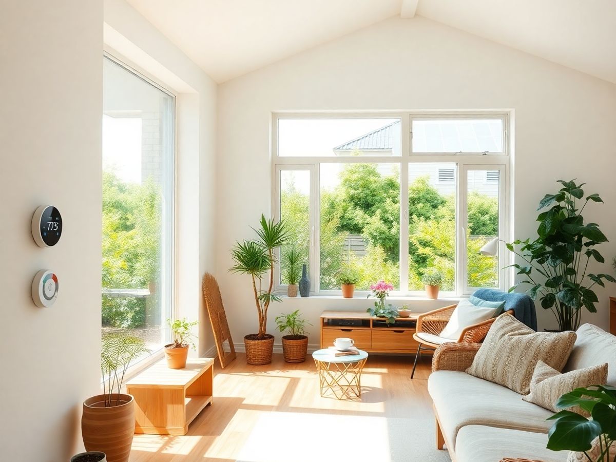 Casa modernă eco-șic cu panouri solare și vegetație.