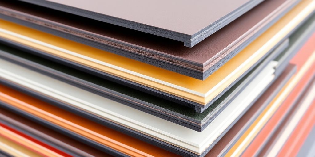 Close-up of layered PU sandwich panels for buildings.