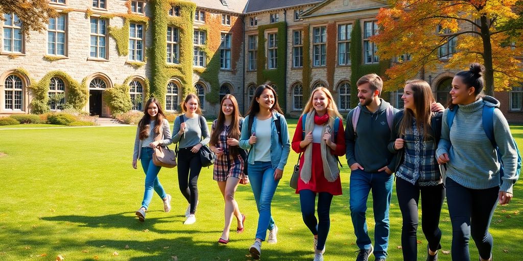 Students walking on Princeton's campus.