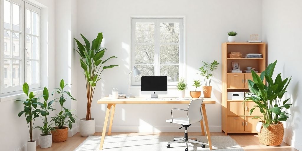 Minimalist home office with clean lines and natural light.