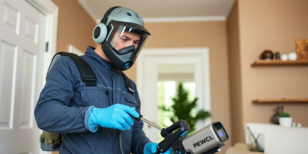 Tehnician de dezinsectie modern impotriva puricilor.