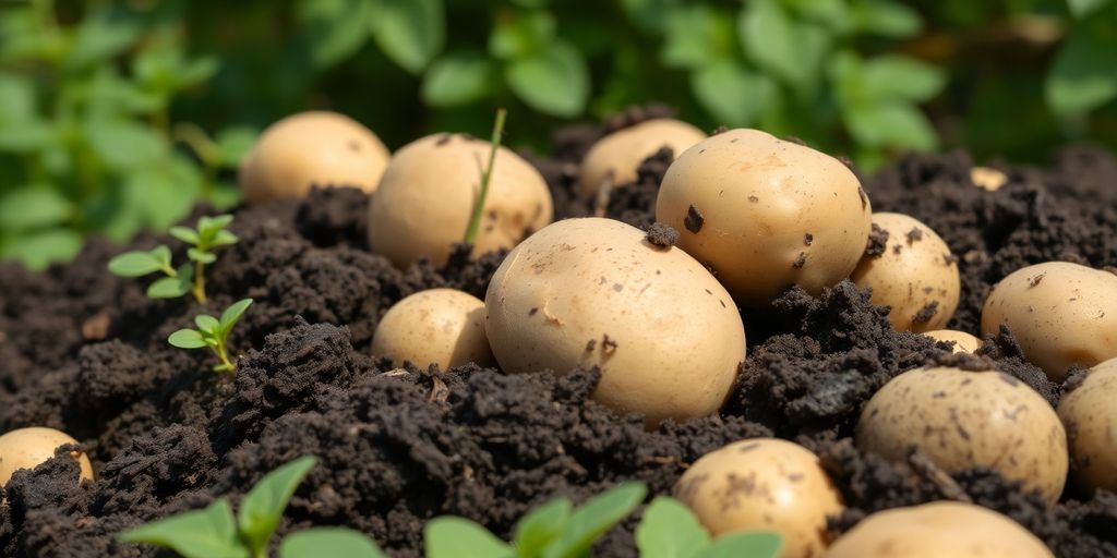 Biologische aardappelen in de grond