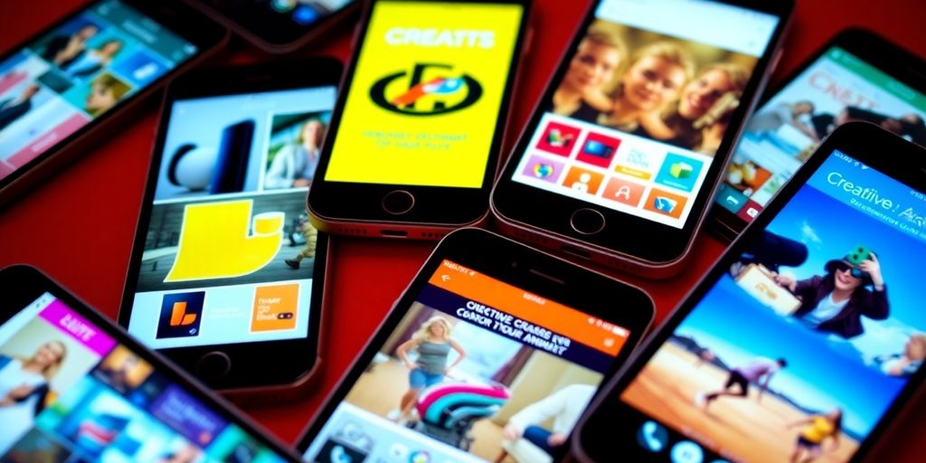 Colorful phone screens. Selling. Dynamic. Engaging. Conversion.