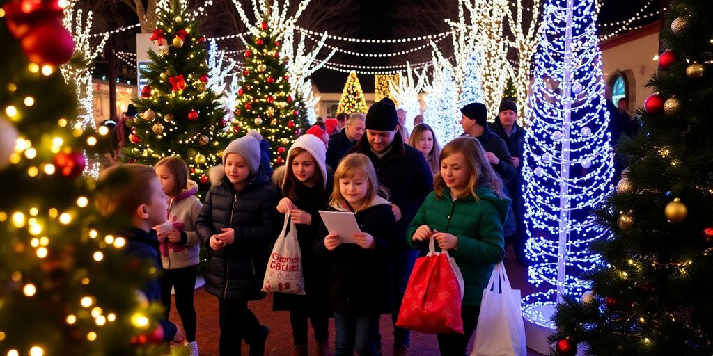 Participants joyfully searching during a Christmas scavenger hunt.