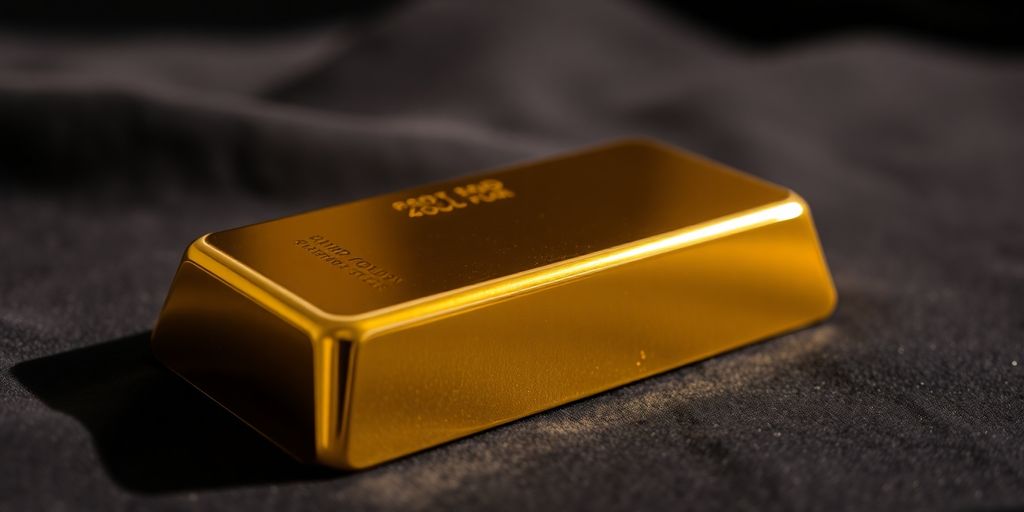 Un lingot d'or sur un tissu en velours.