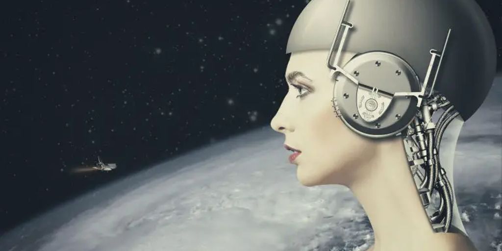 futuristic technology in urban setting, robots and humans interacting, AI in healthcare and industry