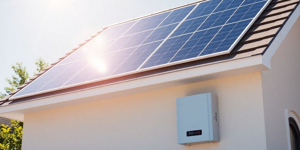 Zonnepanelen op dak met thuisaccu.
