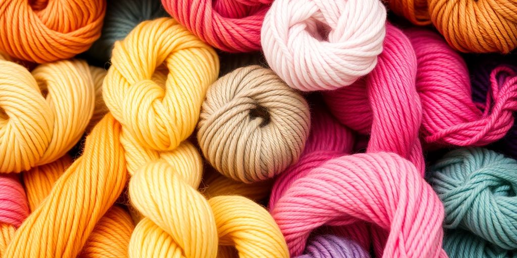 Neatly wound colorful yarn skeins.
