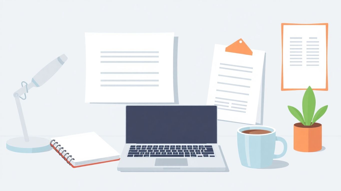 Illustrasjon av enkle forretningsoppsett med myke farger.