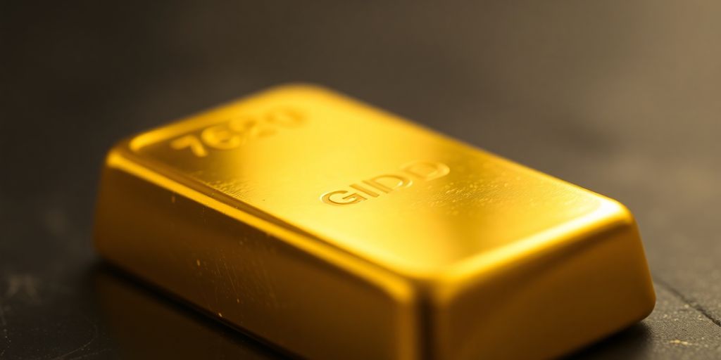 Lingot d'or brillant sur un fond flou.